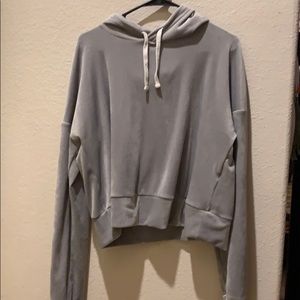 Cropped Velvet Hoodie